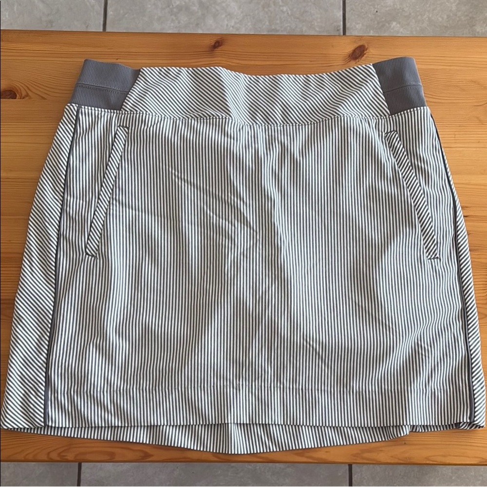 Athleta Black and White Striped Mini Skirt